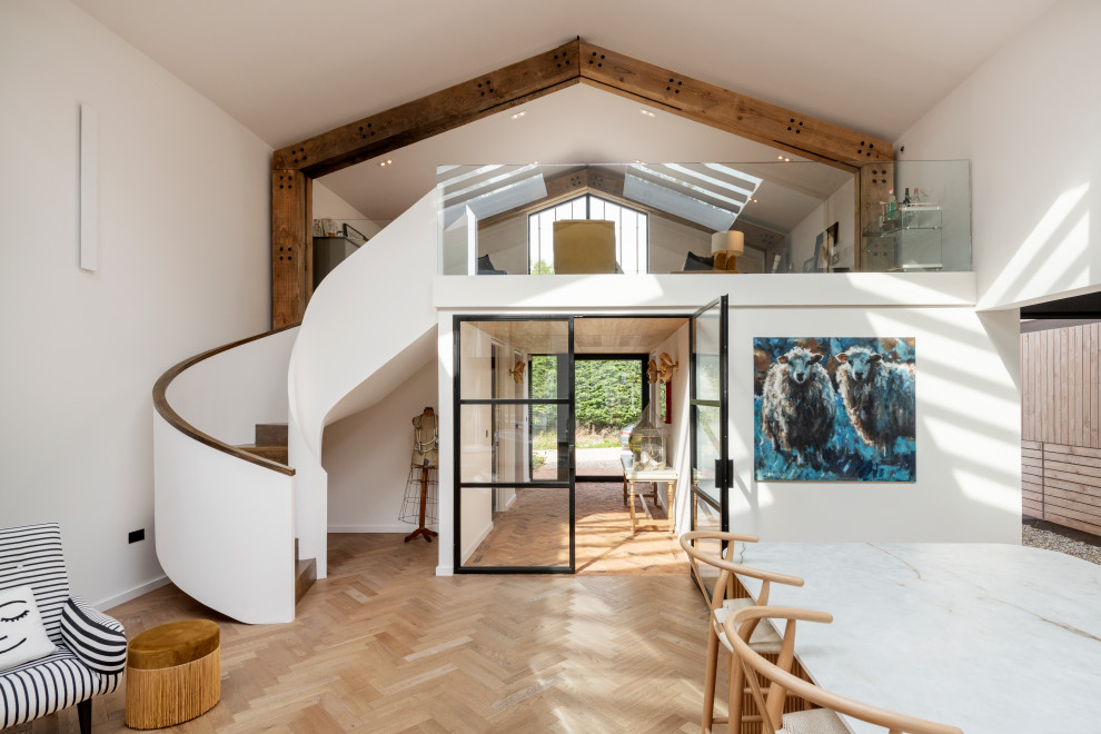 Design ideas for a farmhouse living room in Devon.