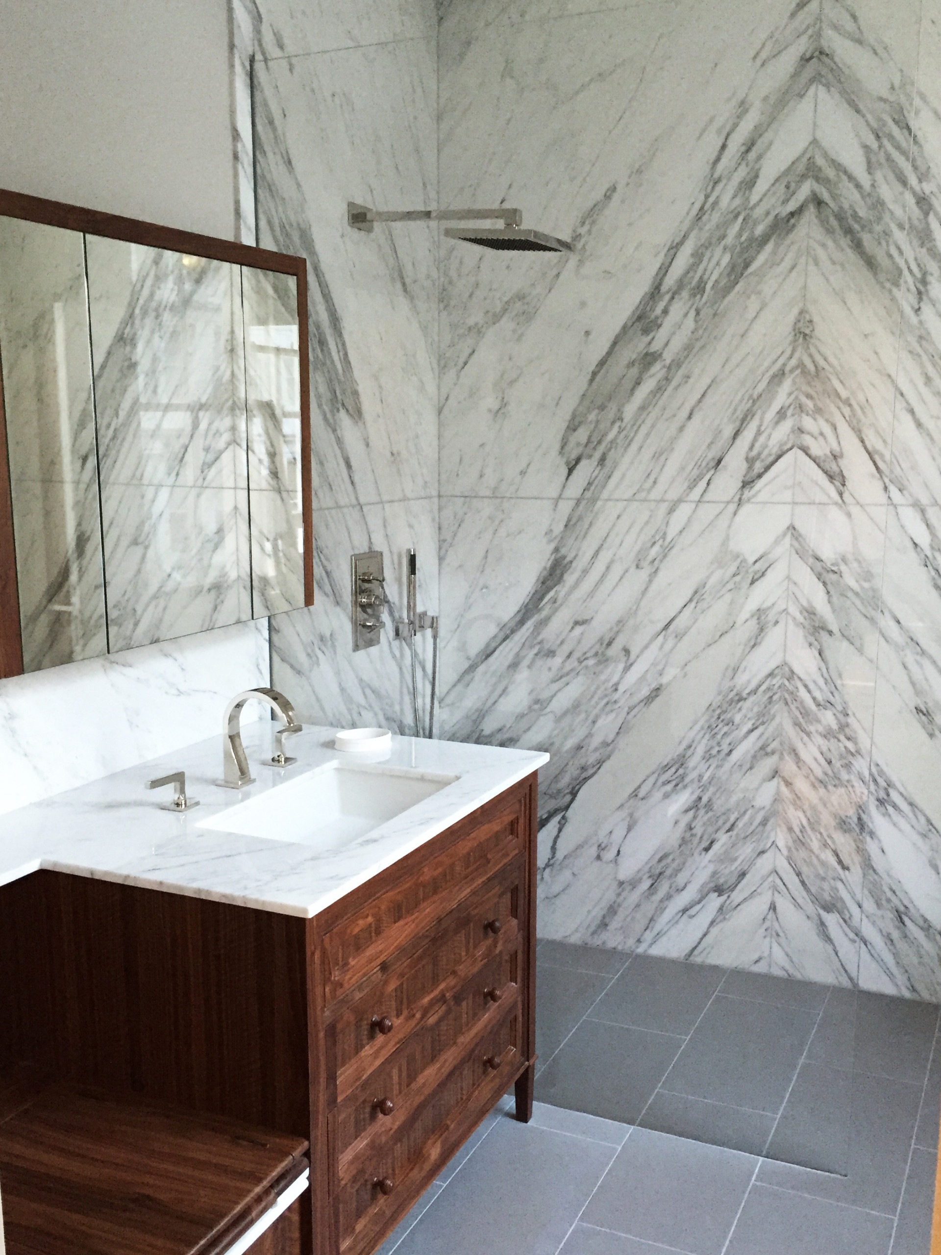 Amazing shower room, featuring an amazing loo seat & Calacatta marble