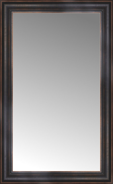 24"x38" Custom Framed Mirror, Aged Bronze