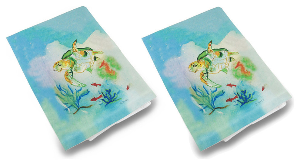 Pair of Betsy Drake Betsy's Sea Turtle Kitchen Towels 19 In.