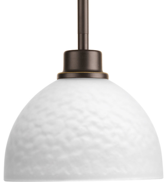 Progress Lighting Mini Pendant Etched Marble Glass Shade Antique Bronze