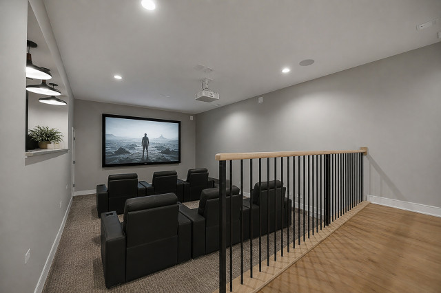 Modern Transitional Brentwood | East Highlands Naperville, IL fusion-home-theatre