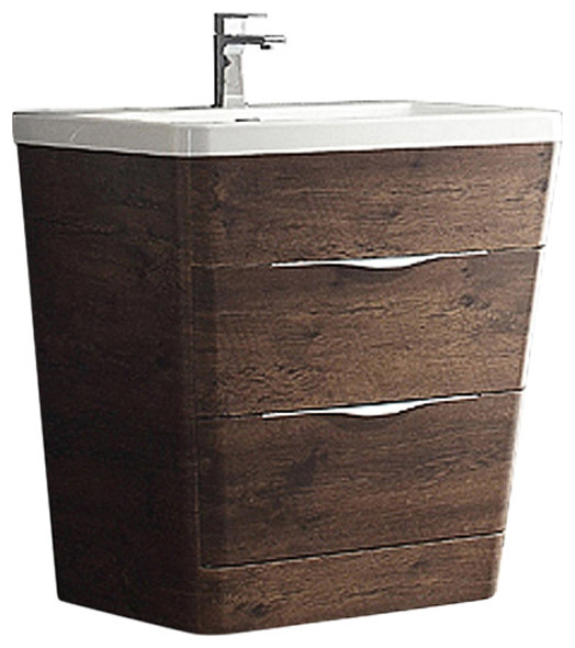 Fresca Milano 32" Bathroom Cabinet With Integrated Sink, Rosewood