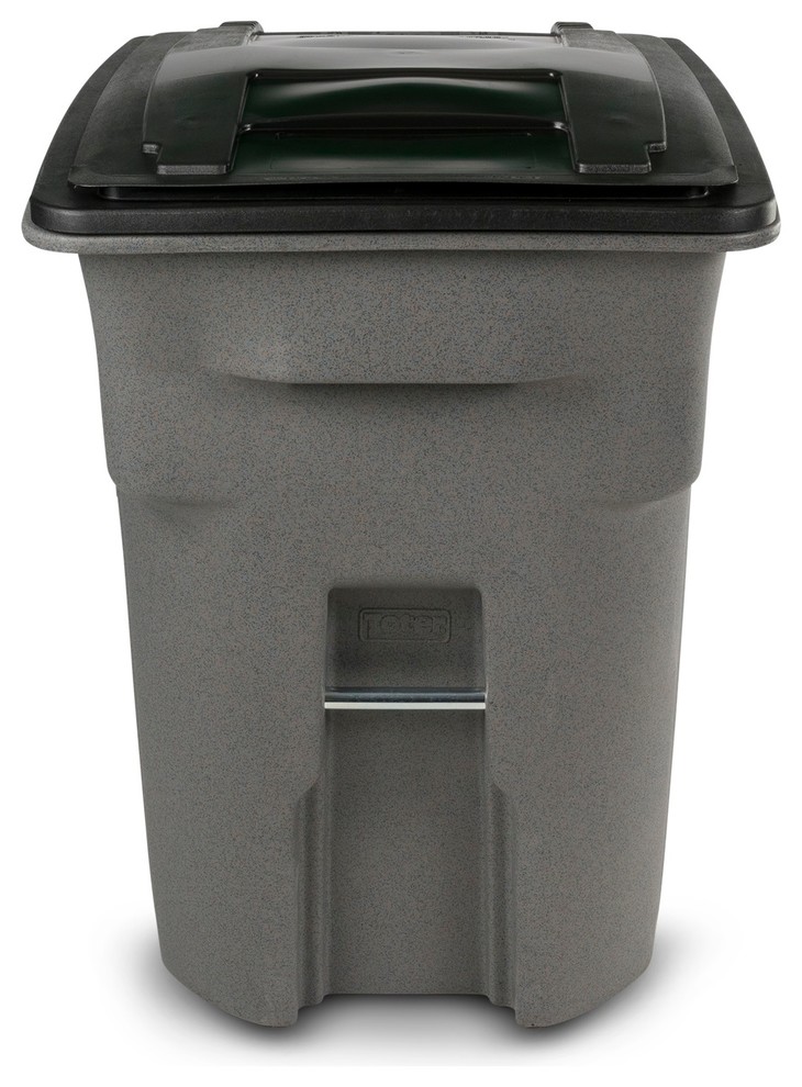 96 Gallon 2 Wheeled Trash Can, Graystone Contemporary Trash Cans