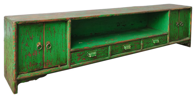 Consigned Mongolian Green Low Shoe Shelf