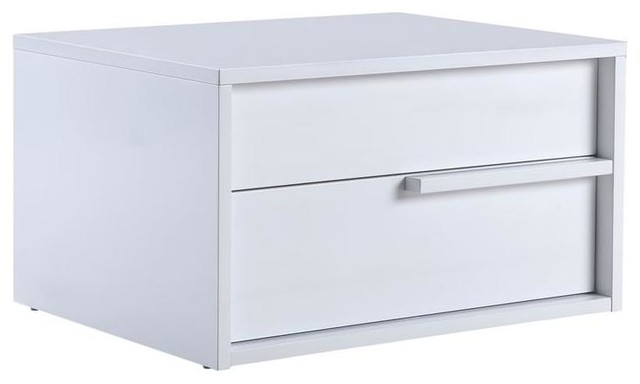 Dolce High Gloss White Lacquer Right Side Nightstand End Table