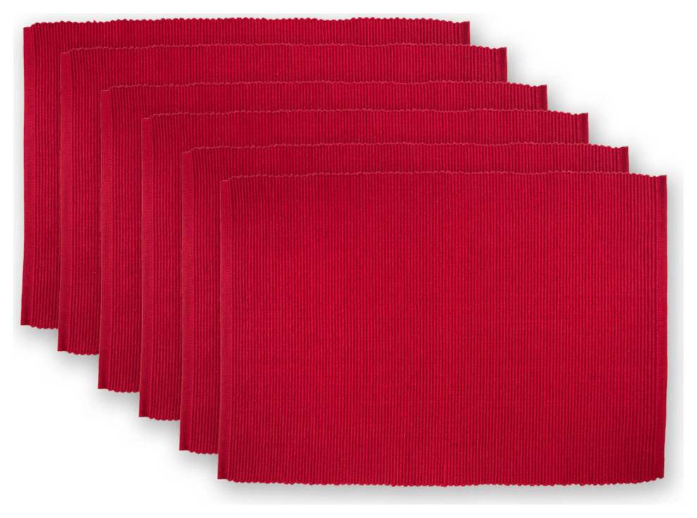 DII Cardinal Red Ribbed Placemat, Set of 6 Contemporary Placemats by VirVentures Houzz