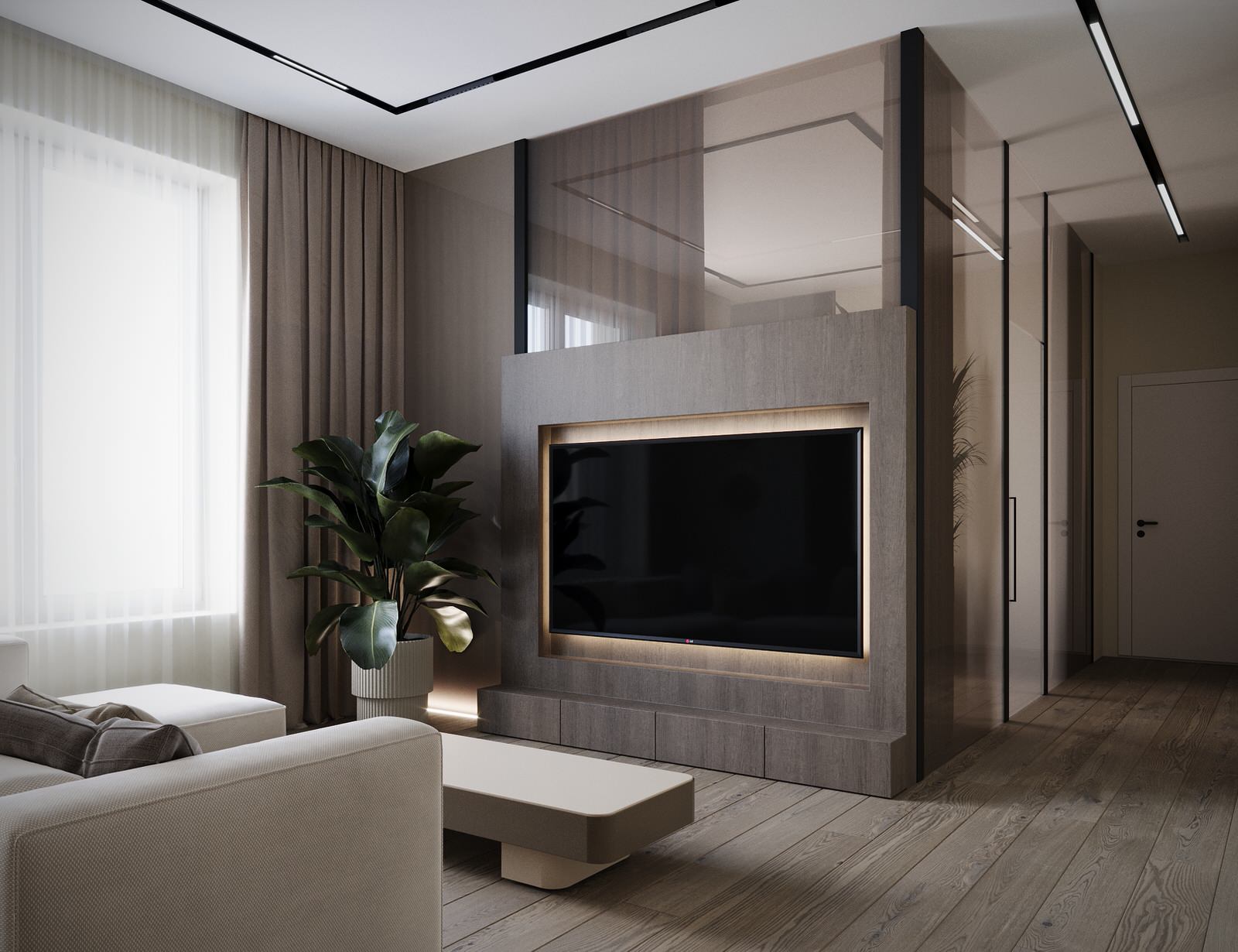 Визуализация кухни-гостиной в жк  Амур-Сити