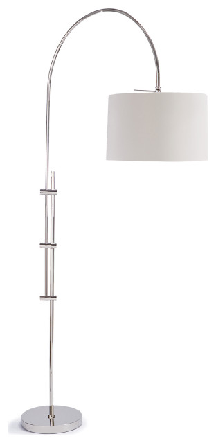 Arc Floor Lamp With Fabric Shade, Polished Nickel