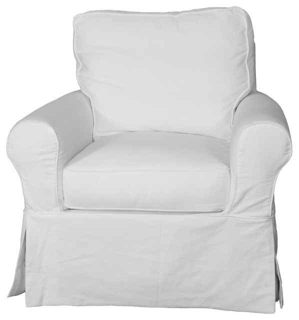Horizon Swivel Chair, Slip Cover Set Only, Warm White Contemporary