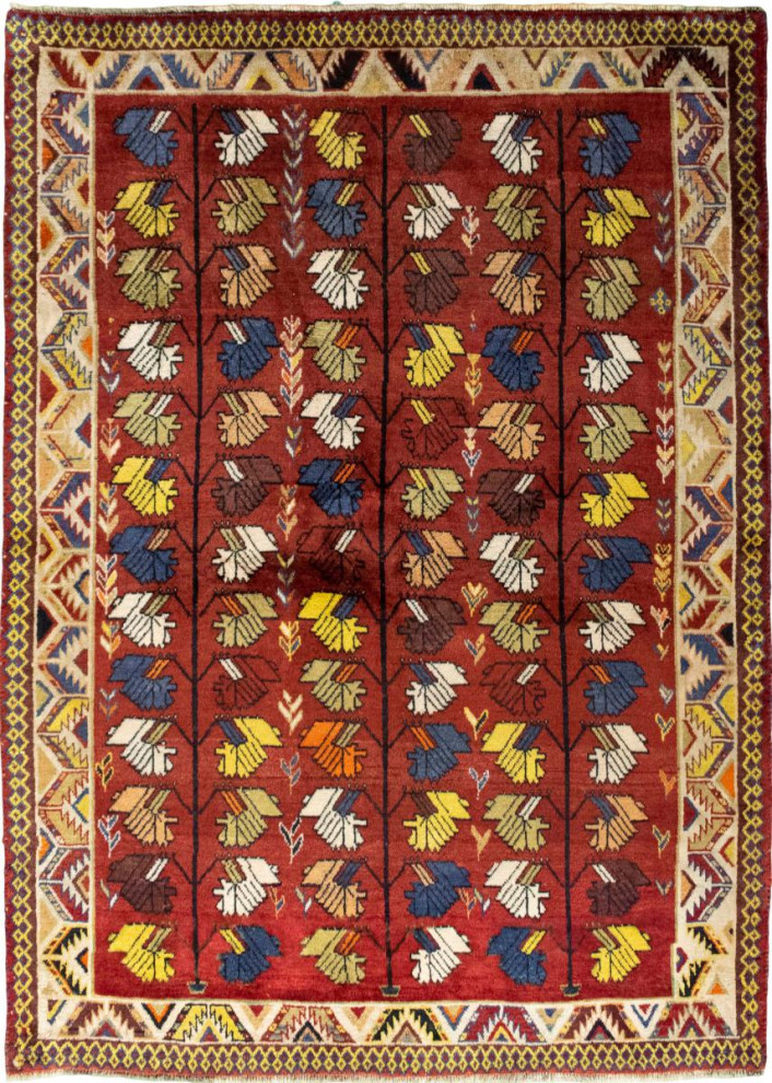 Persian Rug Persian Gabbeh Yalameh 6'3"x4'5" Hand Knotted