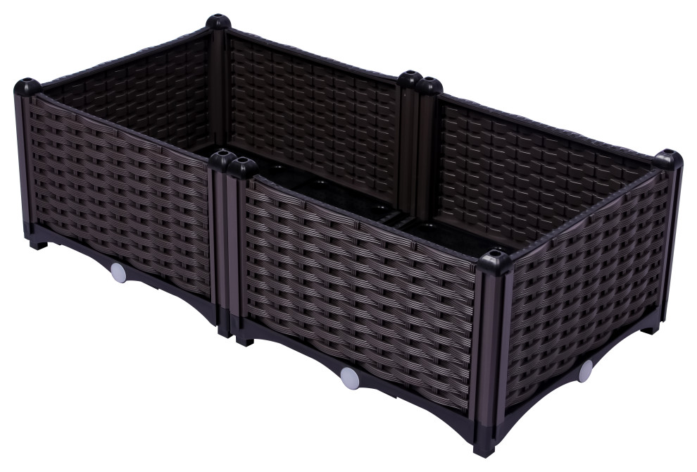 Rattan Box Planter Tropical Outdoor Pots And Planters by Patio