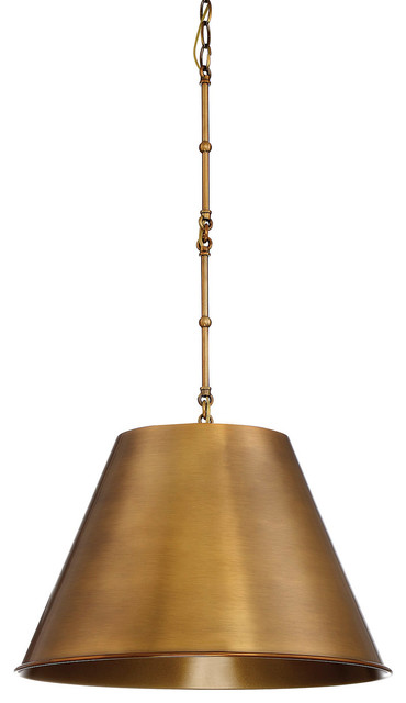 Alden 1-Light Pendant, 18.25", Warm Brass