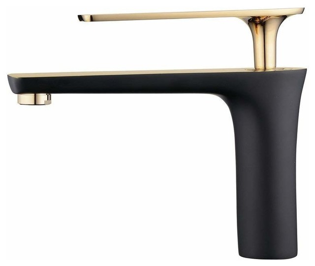 Bitonto Gold Single Handle Long Reach Spout Black Painting Bathroom Faucet Contemporary Sink Faucets By Fontana Showers Houzz - How To Paint Bathroom Sink Faucet