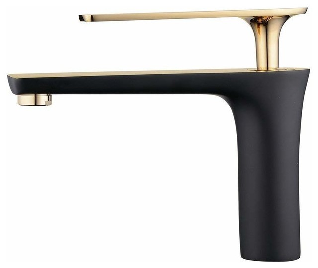 Bitonto Gold Single Handle Long Reach Spout Black Painting Bathroom Faucet