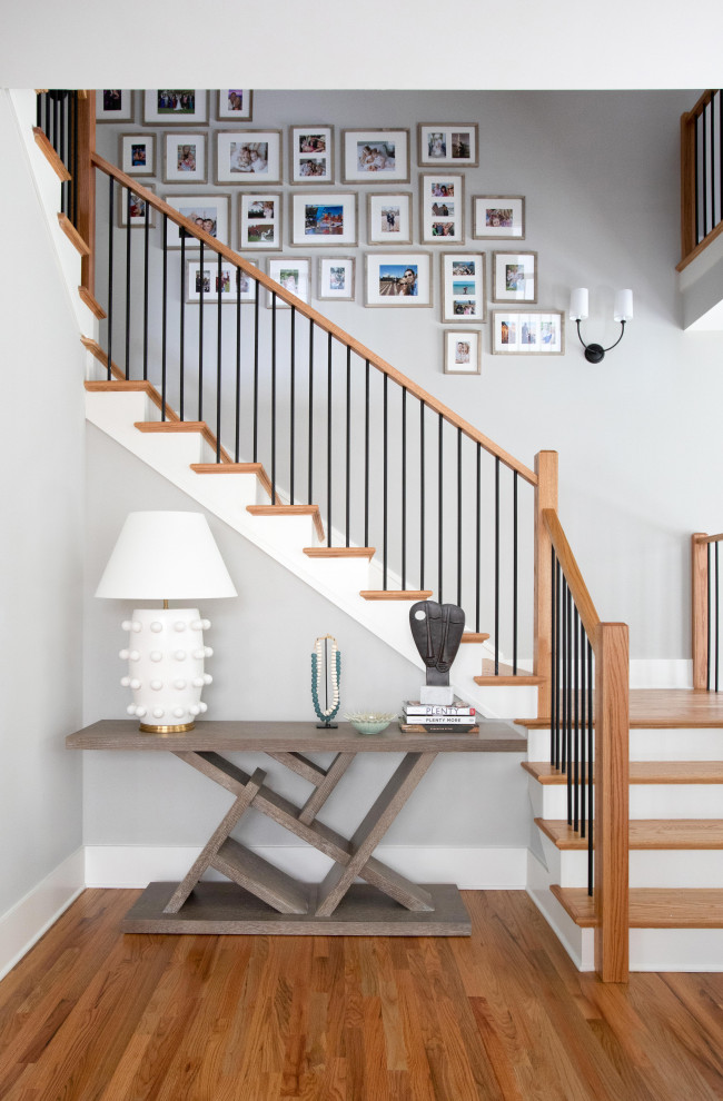 Example of a transitional staircase design in Atlanta