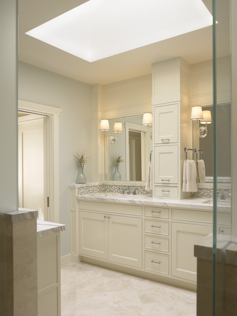 Vanity Towers Take Bathroom Storage To, Double Vanity With Tower In The Middle