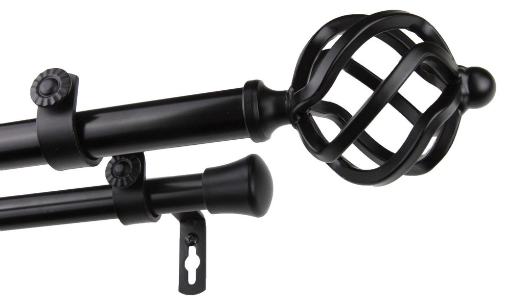 Hermosa Home Ballard 13/16 inch Double Curtain Rod Black