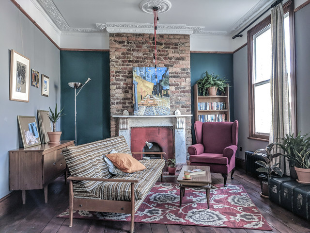 Transitional Living Room nyklassisk-vardagsrum