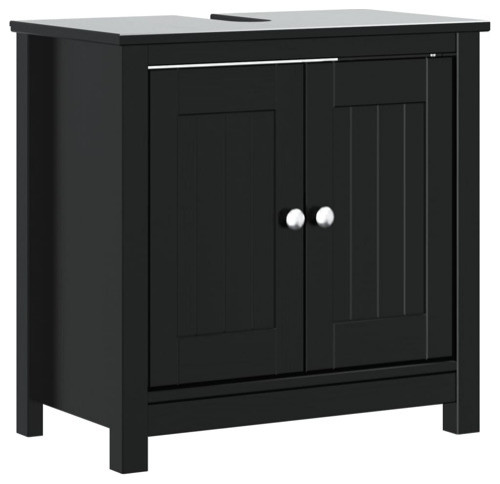 vidaXL Bathroom Sink Cabinet Vanity Cabinet Cupboard BERG Black Solid ...