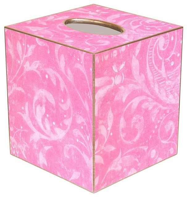 MaryeKelley TB1163 Pink Damask Tissue Box Cover & Reviews Houzz