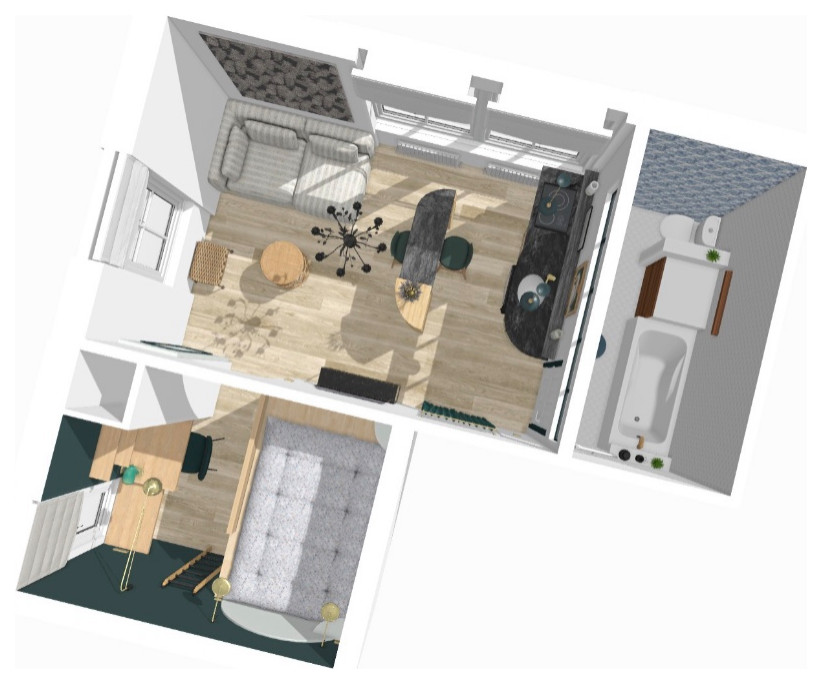 Transformation en cours d'un studio en deux pièces