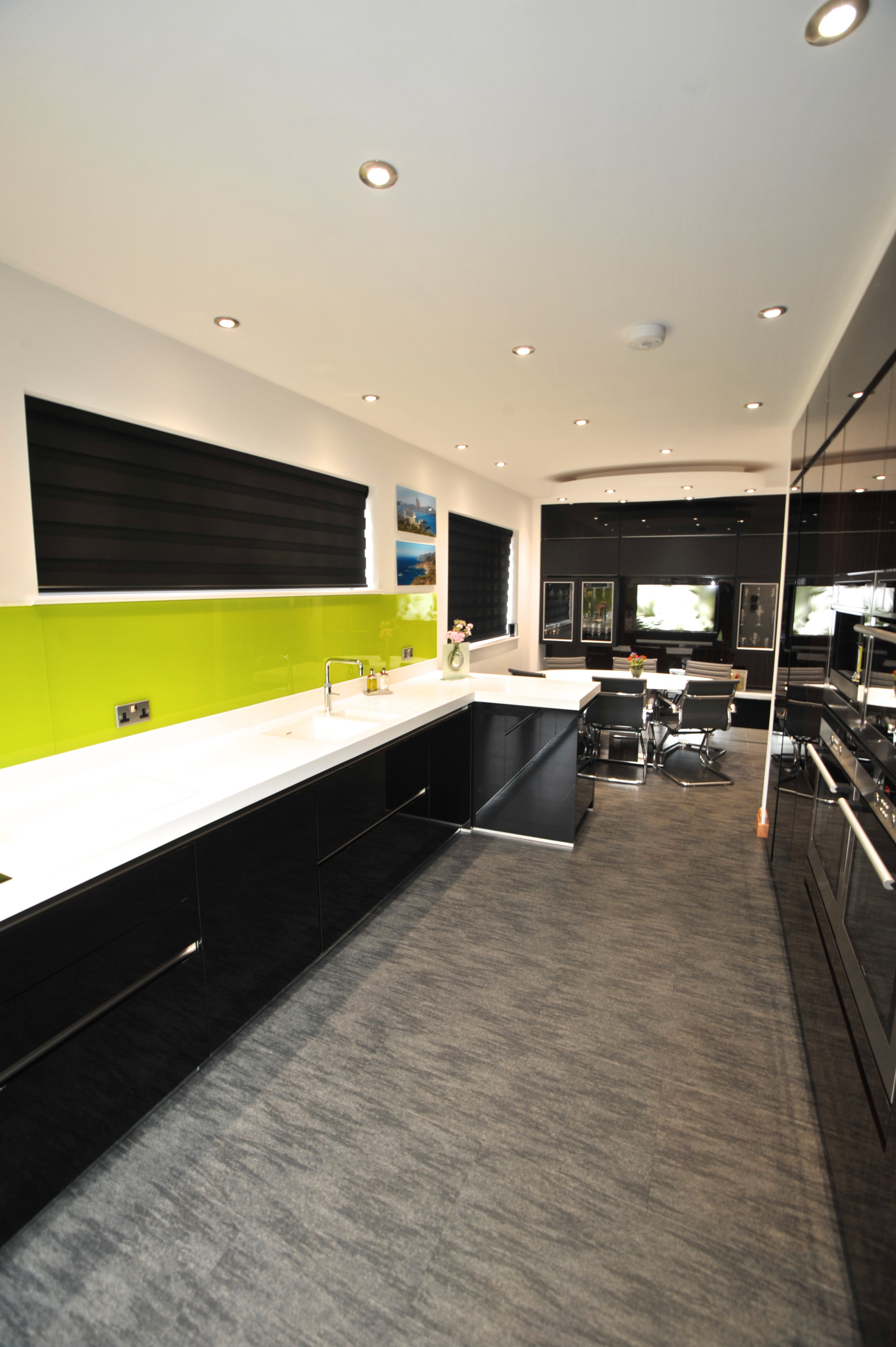 High Gloss Black Handleless Kitchen
