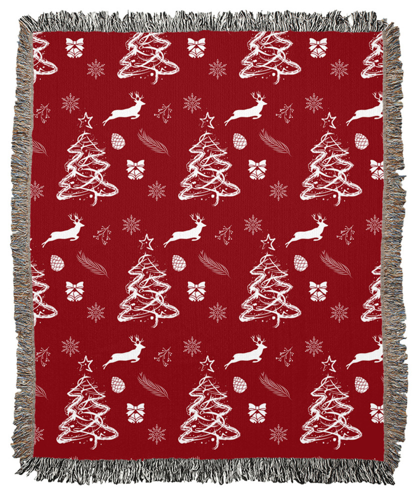 Christmas Red Woven Blanket, 50x60