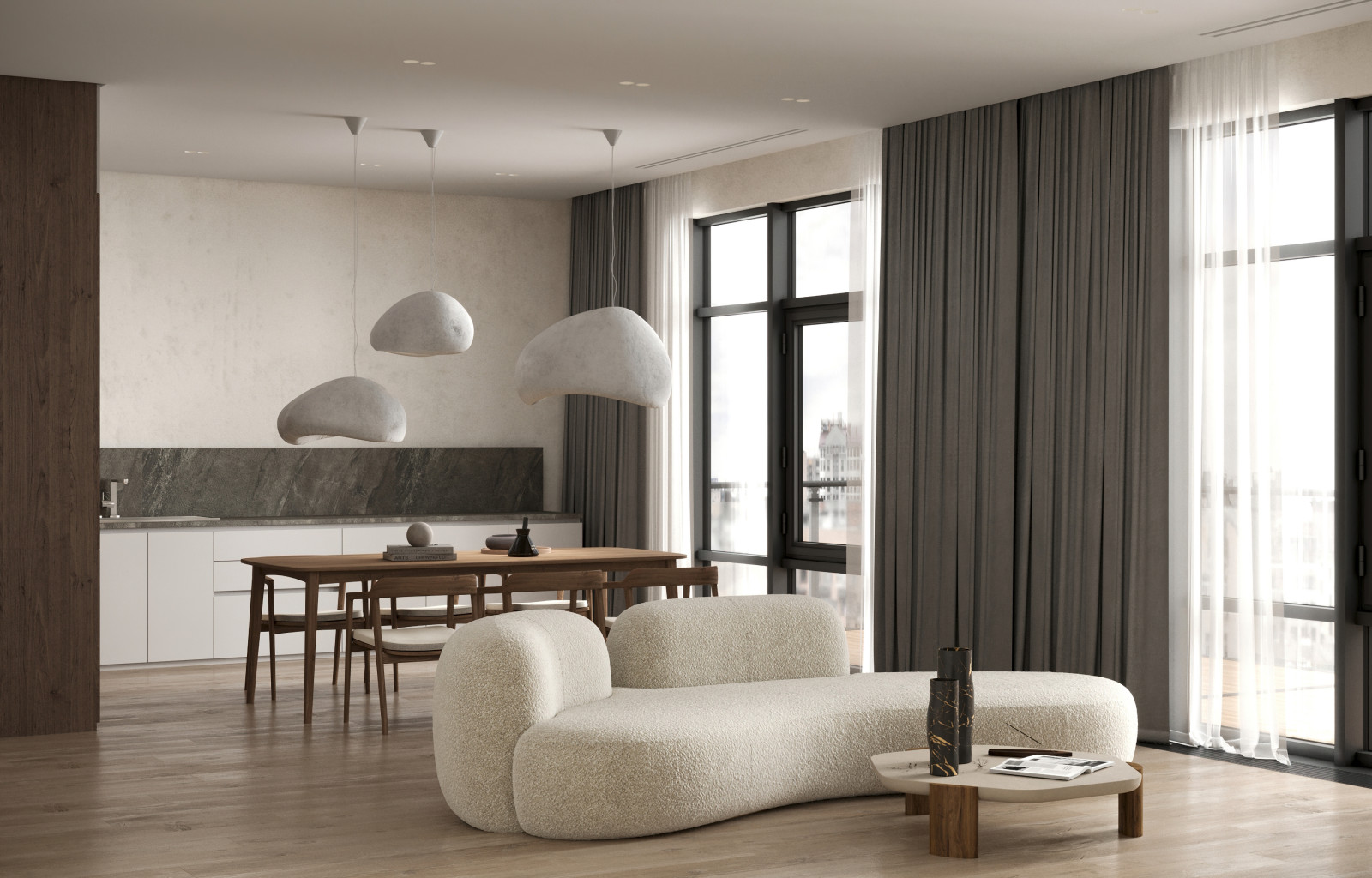 Визуализация кухни-гостиной