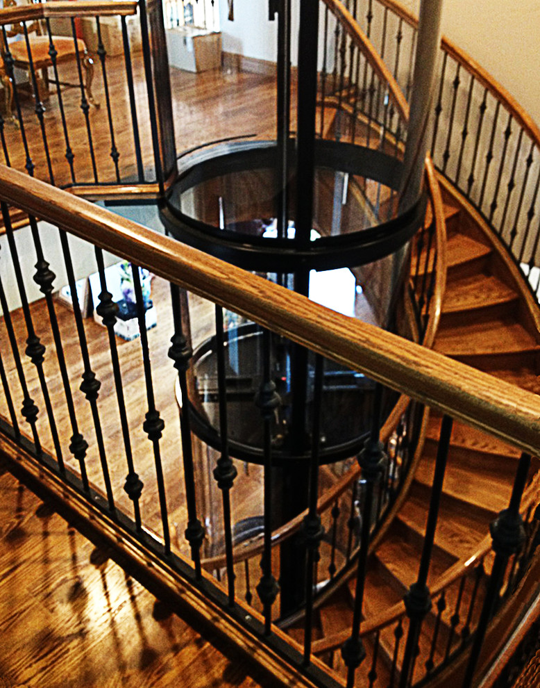 Inspiration for a rustic staircase remodel in Denver
