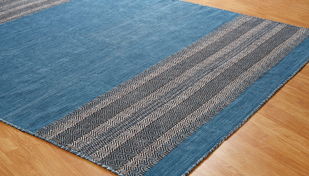 ANDES Desert Teal Hand Made Cotton Chenille Area Rug, 2' X 3