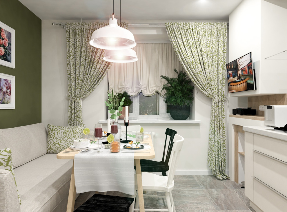 Очаровательная кухня-столовая.