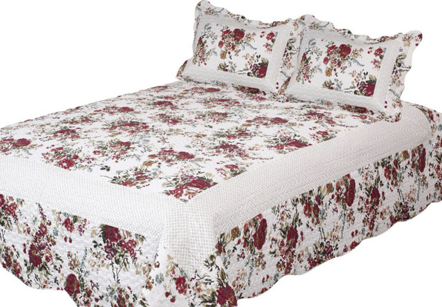 Bella Rosa Quilt With Pillow Shams Traditional Quilts And