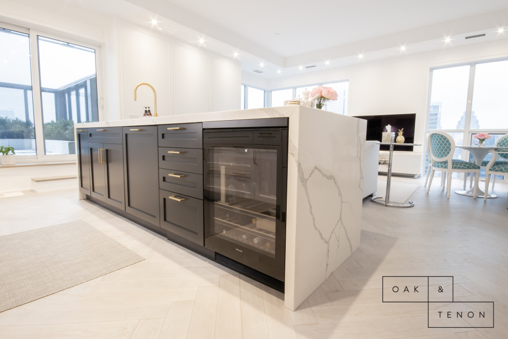 Example of a transitional kitchen design in Toronto