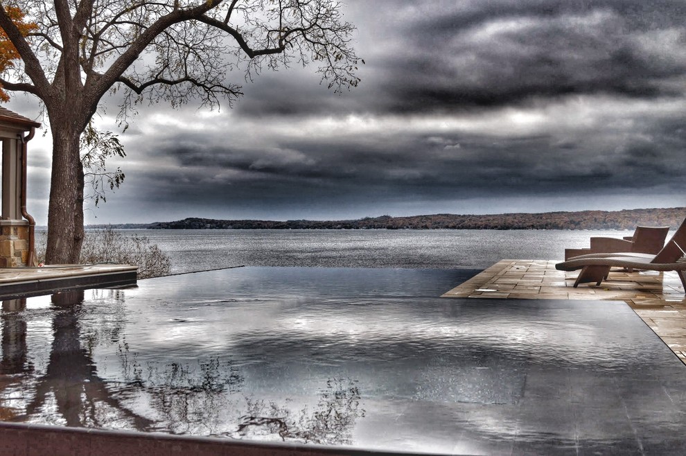 Infinity Edge pool that I designed on Lake Geneva, WI.  Built by Barrington Pool