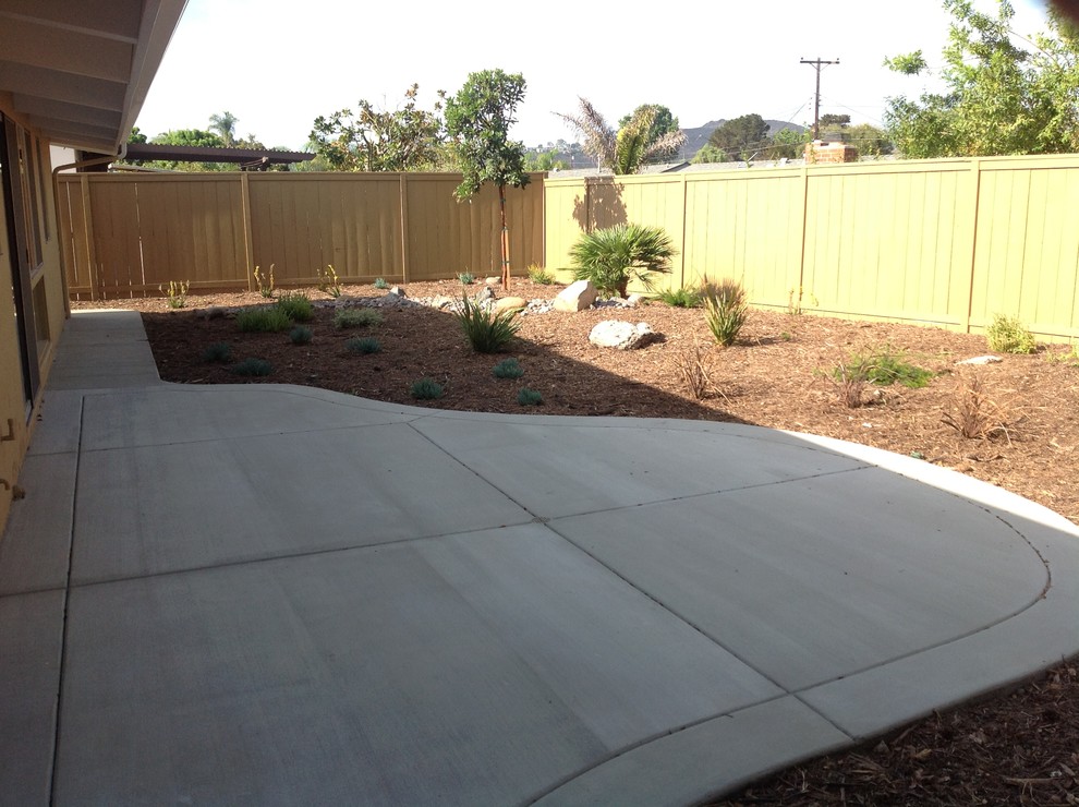 Mid-sized traditional backyard patio in San Diego with concrete slab and no cover.
