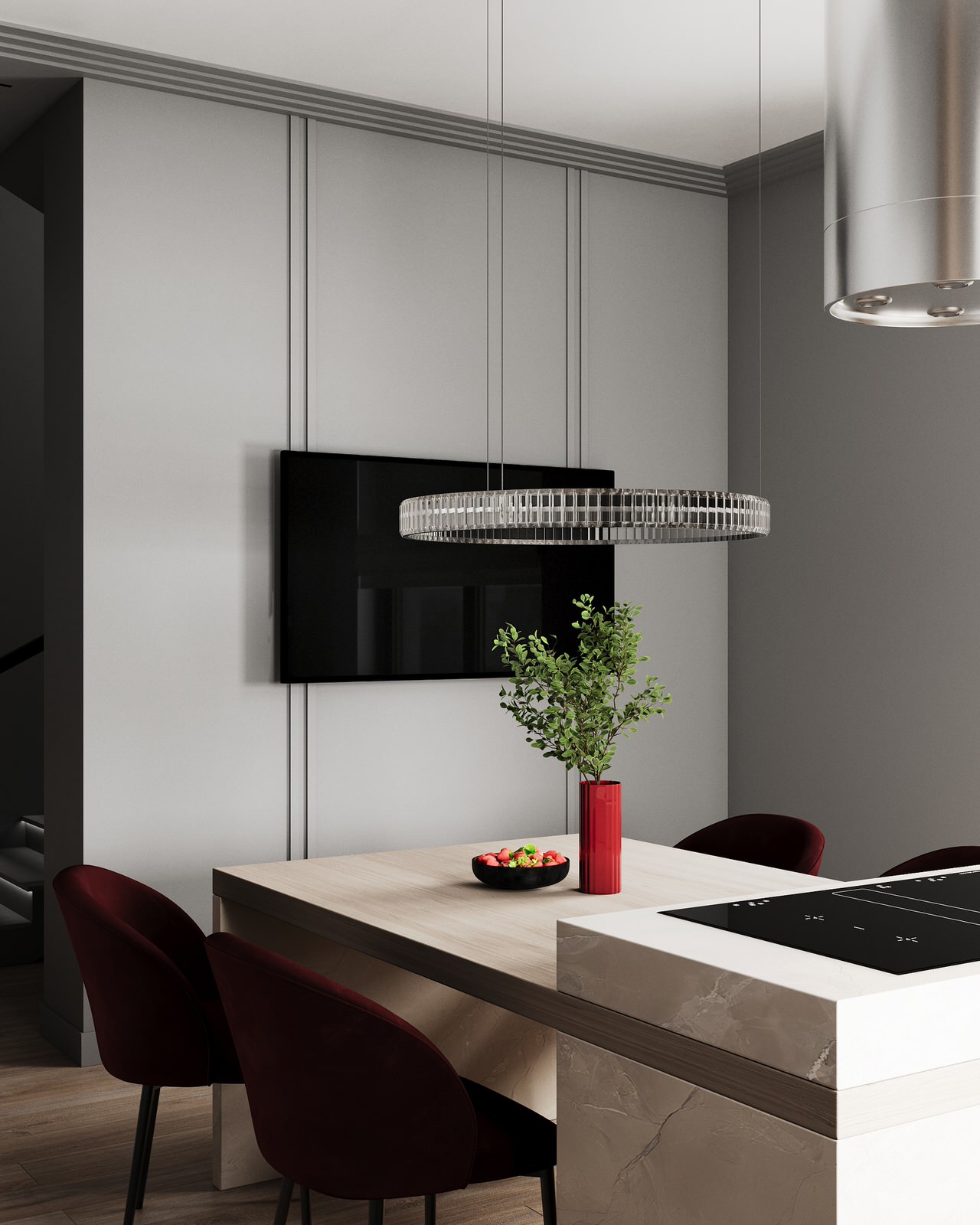 Стильный дом с красными акцентами