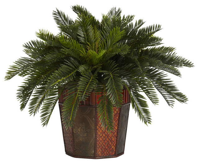 Cycas With Octagon Vase Silk Plant