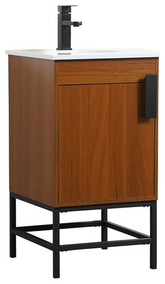 Elegant Decor Eugene 18" Aluminum MDF Single Bathroom Vanity in Teak