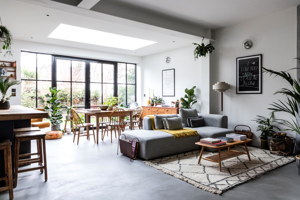 Design ideas for an industrial living room in London.