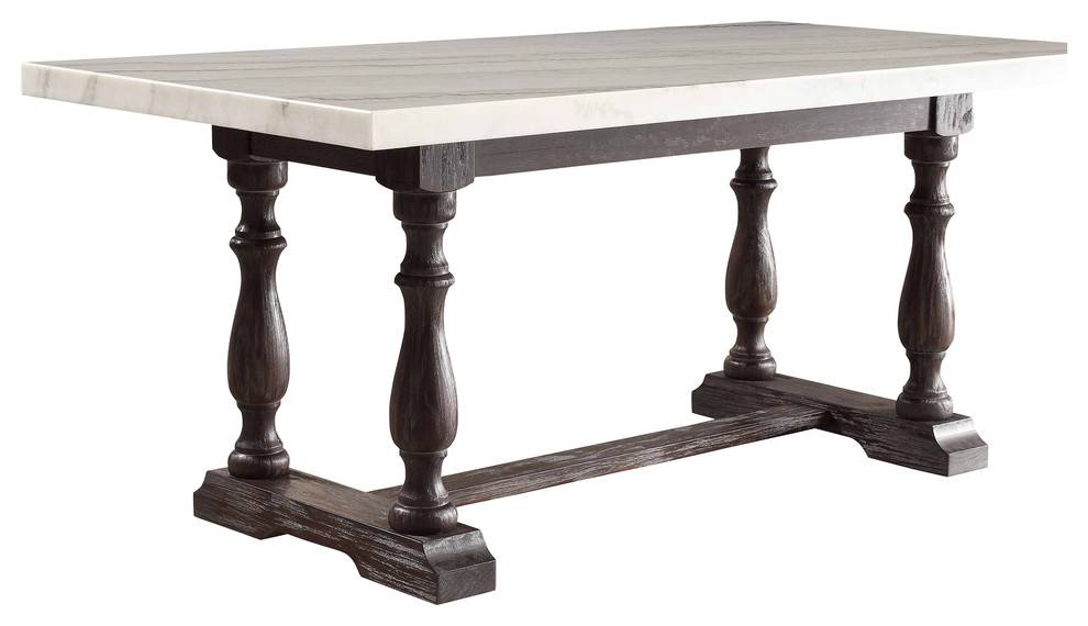 ACME Gerardo Dining Table, White Marble and Weathered Espresso - French  Country - Dining Tables - by HedgeApple | Houzz