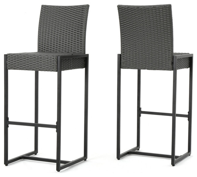 Conrad Outdoor Patio Gray Wicker Barstools Tropical Bar Conrad Outdoor Patio Gray Wicker Barstools Tropical Bar Stools And Counter By Gdfstudio