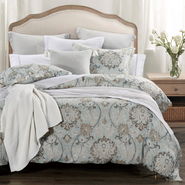 3-piece Dalia Floral Victorian Comforter Set, Super Queen - Traditional 