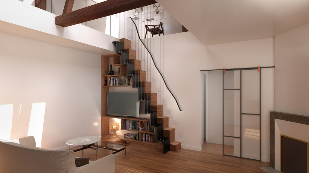 Projet - Vue de l'escalier/bibliothèque - Modélisation 3D