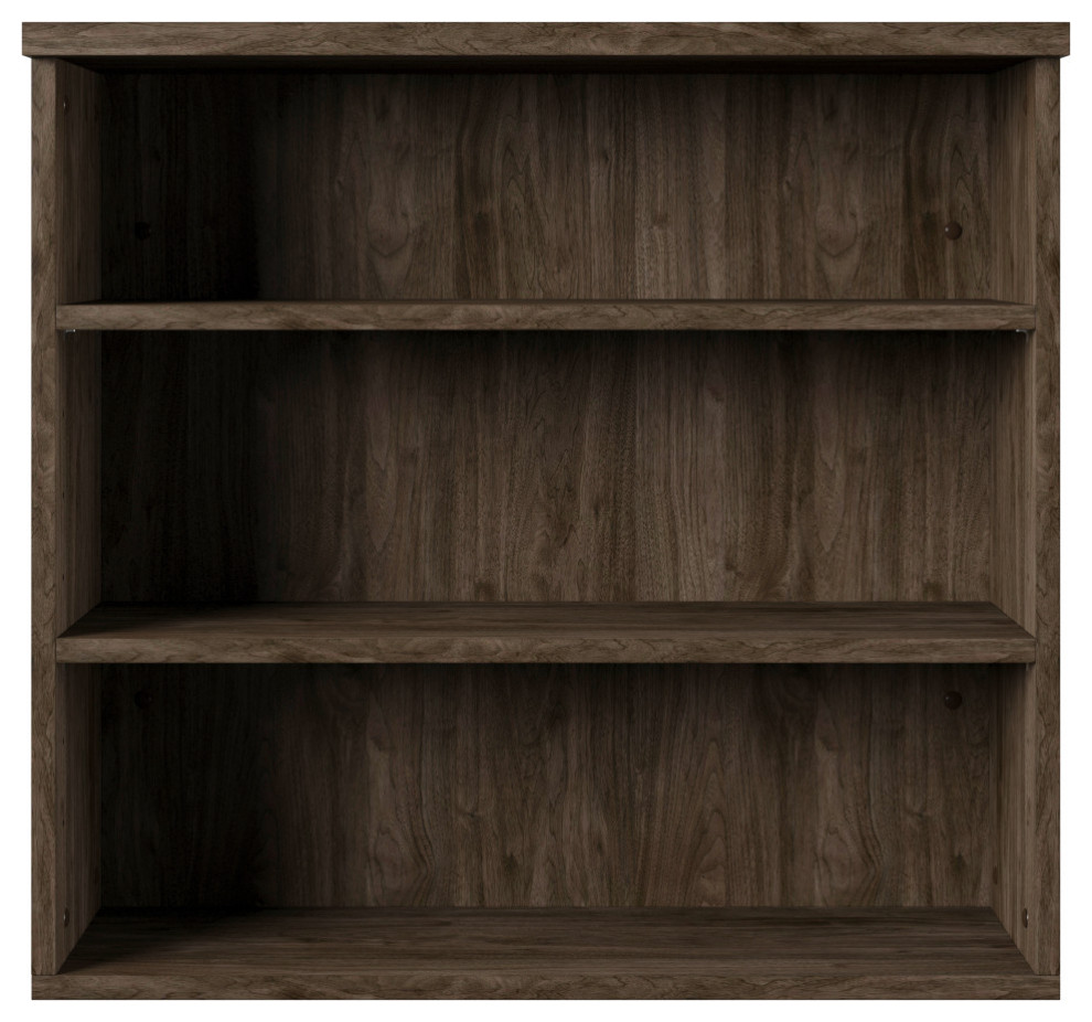 Farmhouse 3 Shelf Bookcase, Dark Brown Weathered Oak