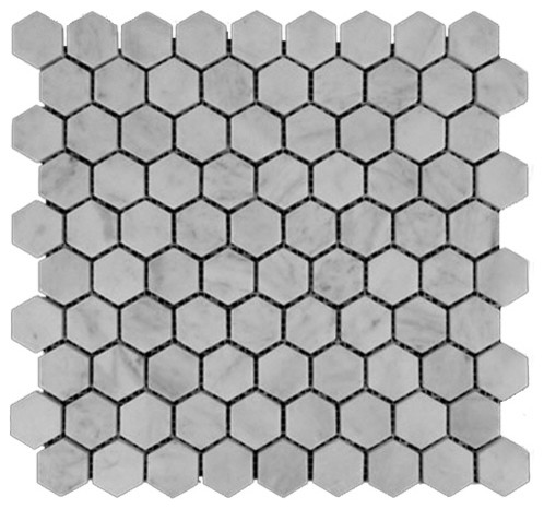 11 63 X12 Marble Italian White Bianco Carrera Hexagon Mosaic Tile Honed Contemporary Mosaic Tile Carrara Tiles Houzz