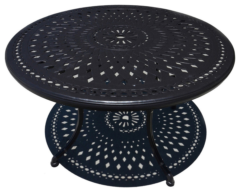 Mayfair Round Cast Aluminum Table Transitional Outdoor Side