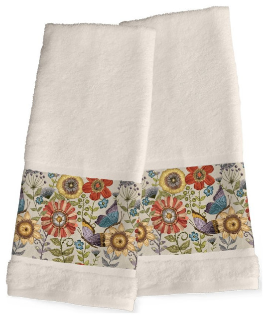 Boho Butterfly Garden Hand Towel Set Bath Towels by Laural Home Houzz