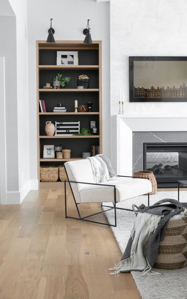 Example of a transitional home design design in Chicago