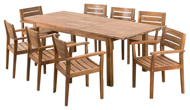 Sakura Outdoor 9 Piece Acacia Wood Dining Set With Expandable Sakura Outdoor 9 Piece Acacia Wood Dining Set With Expandable Table